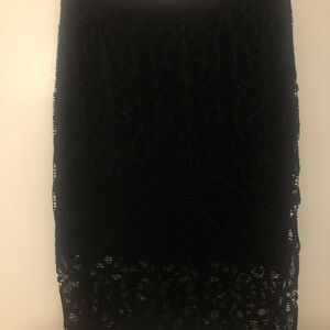 Black lace pencil skirt